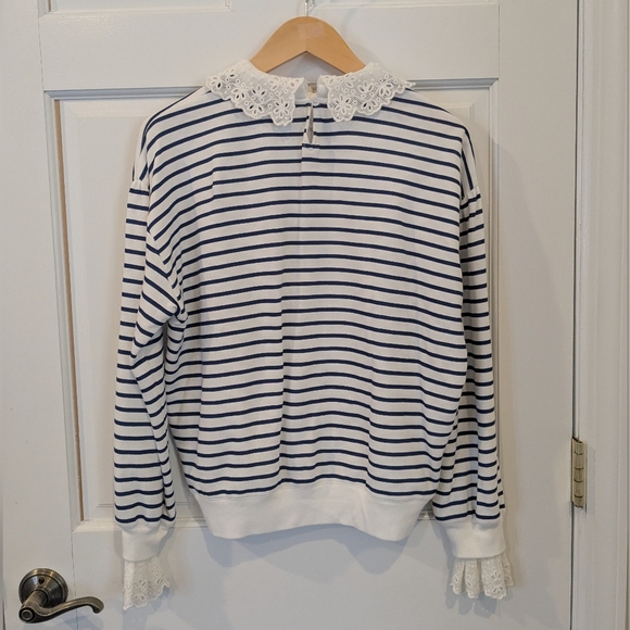 J.Crew French terry sweatshirt with lace trim, Size Small - Picture 6 of 6